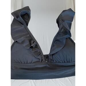 Elegant Black Ruffled Bikini Top by Aerie Size XS